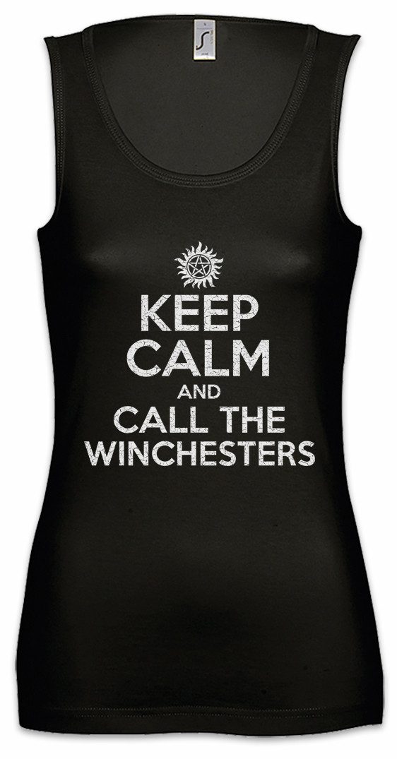 Urban Backwoods Tanktop Keep Calm And Call The Winchesters Ärmelloses Damen T-Shirt Logo Pentragramm Pentacle Serie