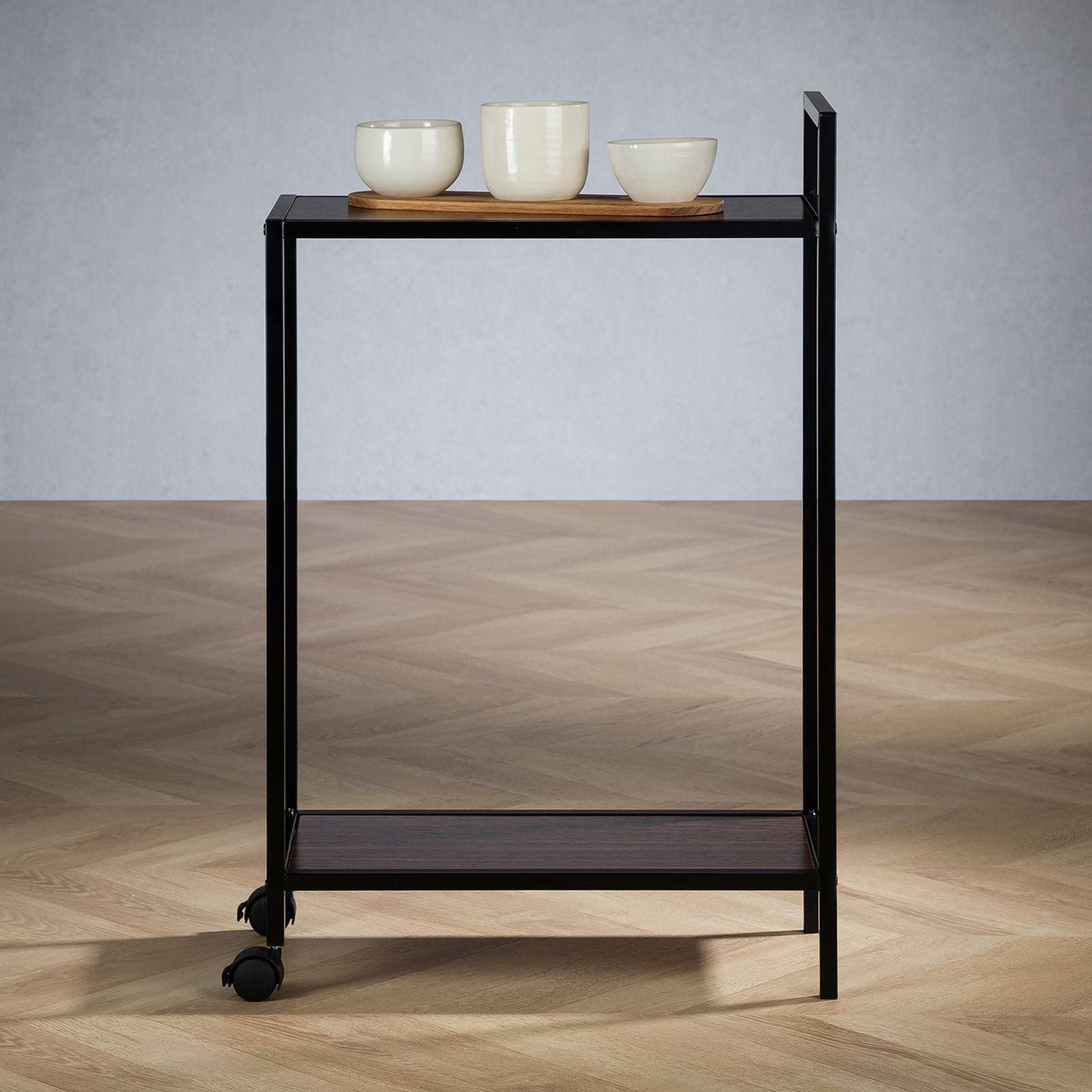 IDIMEX Servierwagen RIVO, Barwagen mit Rollen und 2 Ablagen, Beistellwagen günstig online kaufen