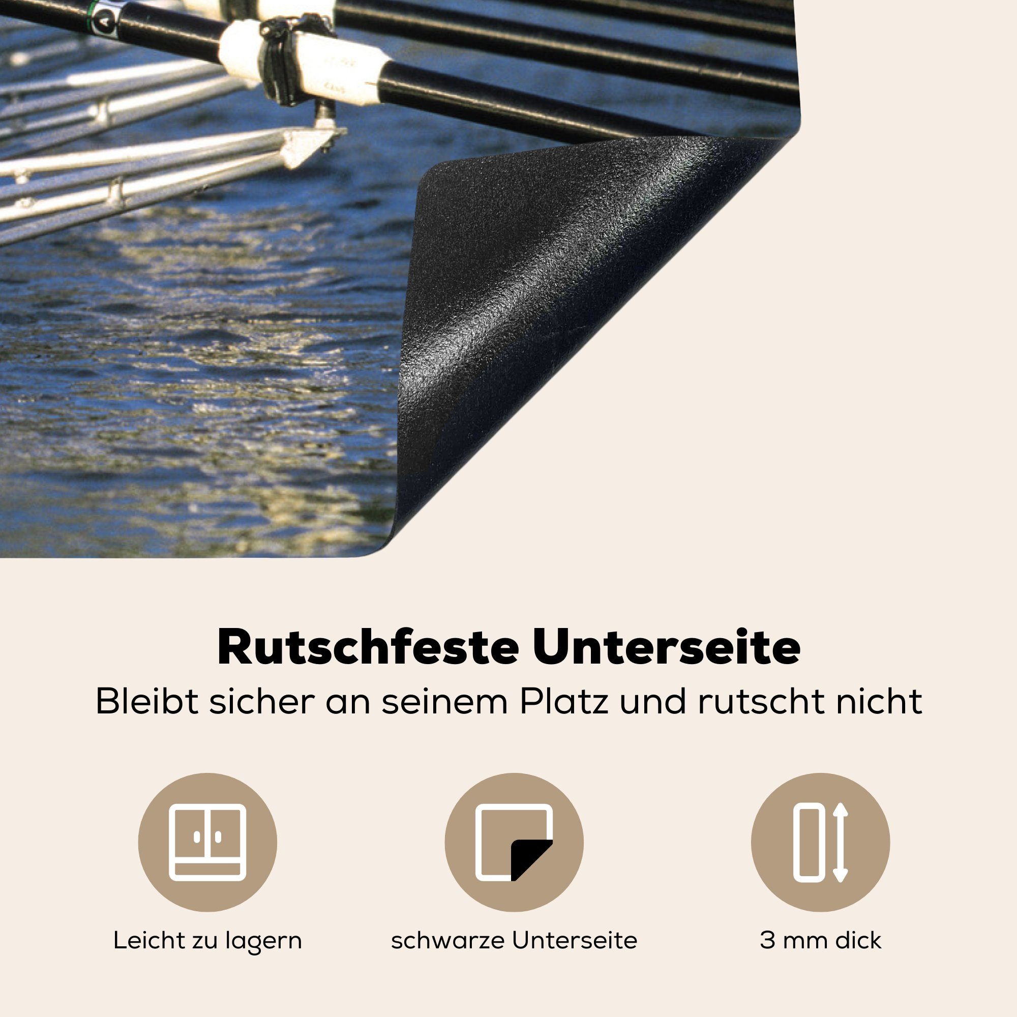 Ceranfeldabdeckung (1 Schutz Induktionskochfeld MuchoWow tlg), Eine küche, Geschäftsleuten 81x52 für Herdblende-/Abdeckplatte Gruppe die rudert, cm, Vinyl, von