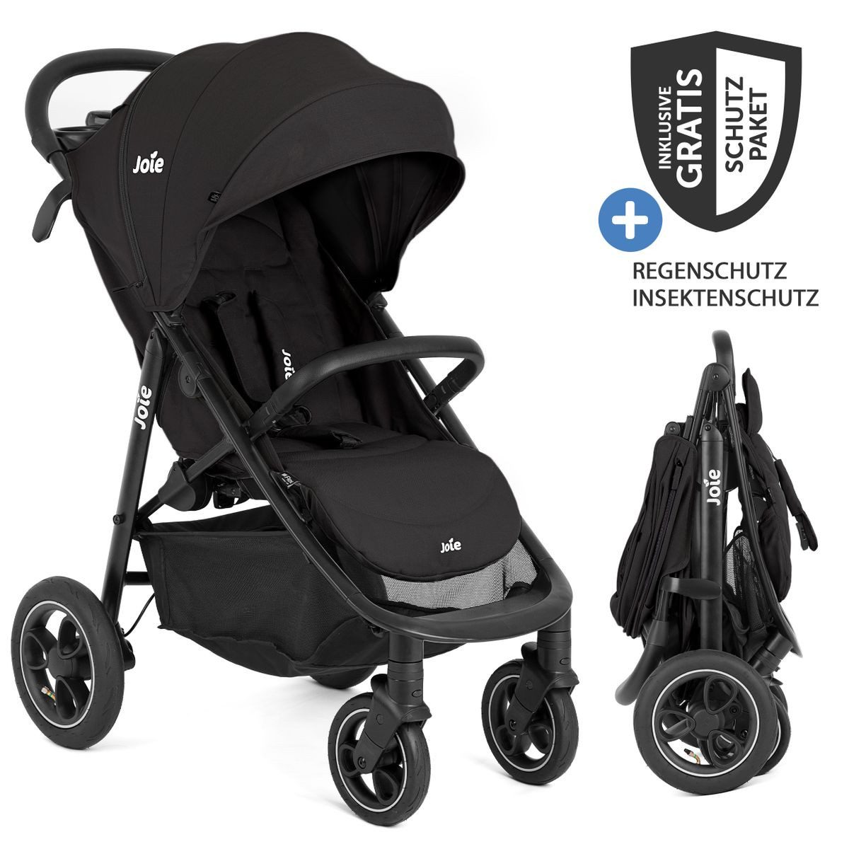 Joie Kinder-Buggy Litetrax Pro Air - Shale, Sportwagen mit Liegeposition, Luftreifen & Einhand-Faltung bis 22 kg