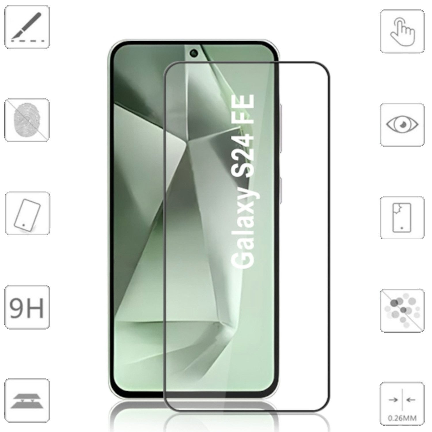 Handyhülle Für Samsung Galaxy S24 FE 5G 1x 3D Premium Display 0,3mm H9 Hart Glas