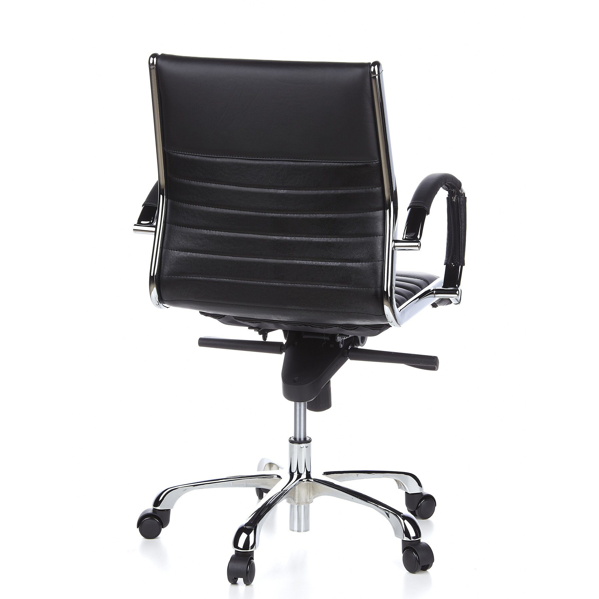 hjh OFFICE Chefsessel Profi Chefsessel ergonomisch Armlehnen, mit PARMA Bürostuhl 10 Leder Schwarz Drehstuhl