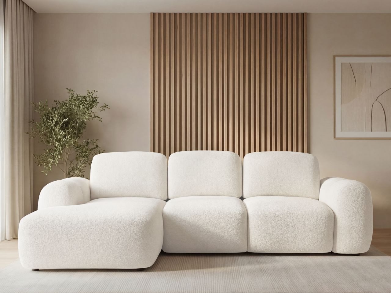 GrainGold Ecksofa L-Form Avelin L, Set, Wellenfedern, DL-Mechanismus, Schlaffunktion, Bettkasten