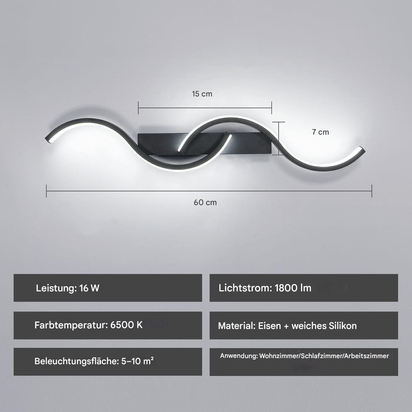 Riserva LED Wandleuchte Weißes Licht Wandlampe,12W LED Lampe,Augenschutz,Energieeinsparung