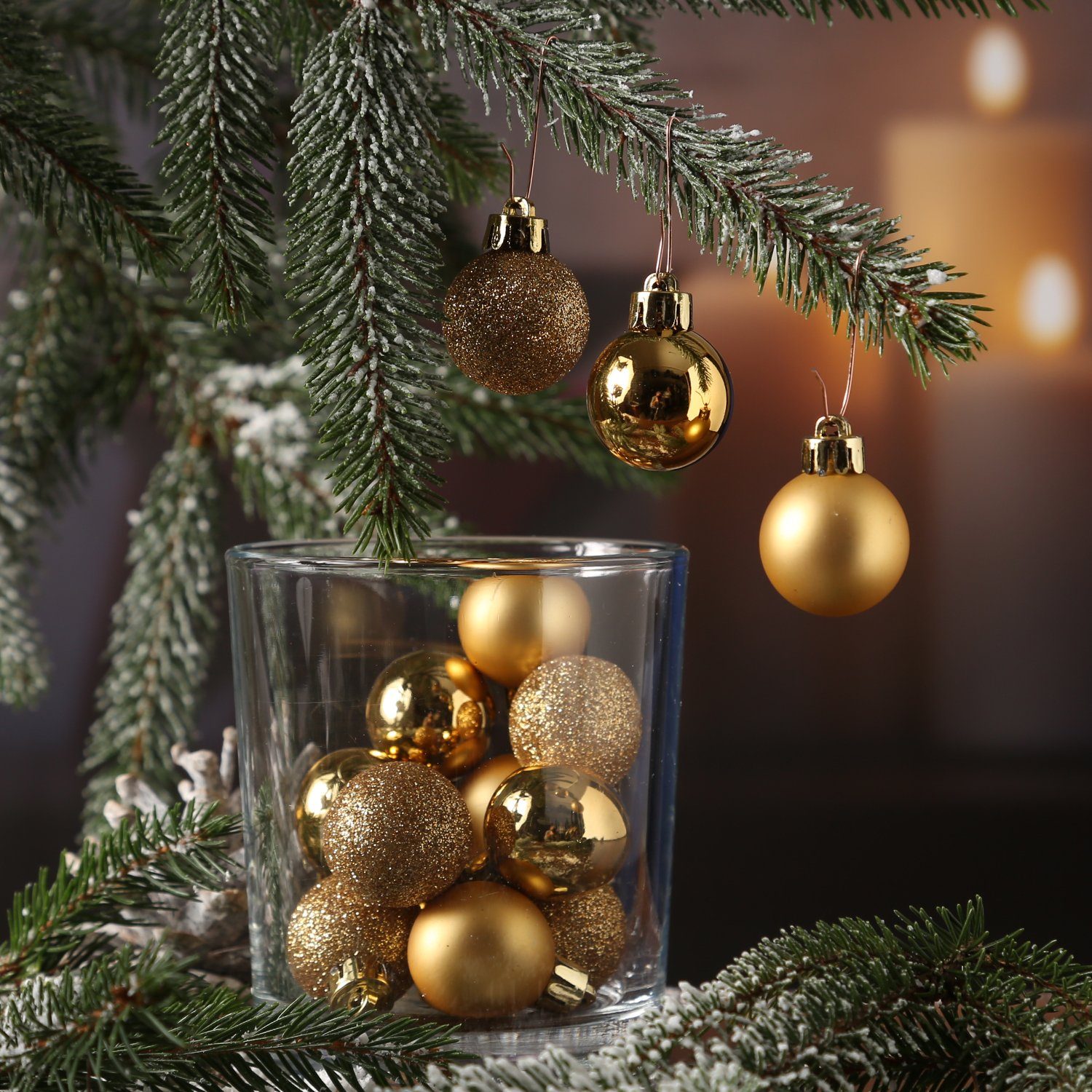 Weihnachtskugel gold (14 Weihnachtsbaumkugel matt Christbaumkugel bruchfest 14St. MARELIDA glänzend St) 3cm