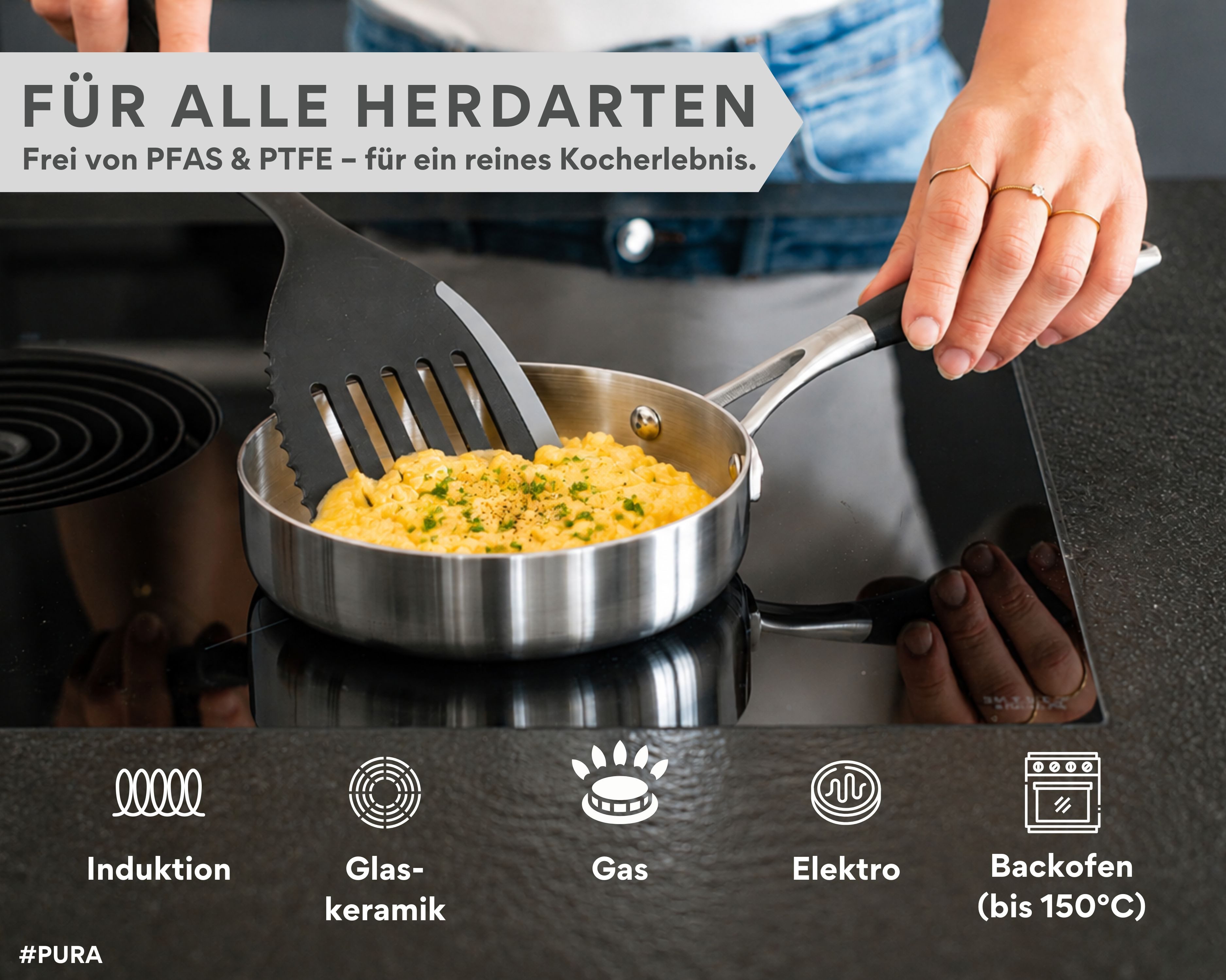 divory Bratpfanne Edelstahlpfanne unbeschichtet, Induktionsgeeignet, für alle Herdarten, Edelstahl