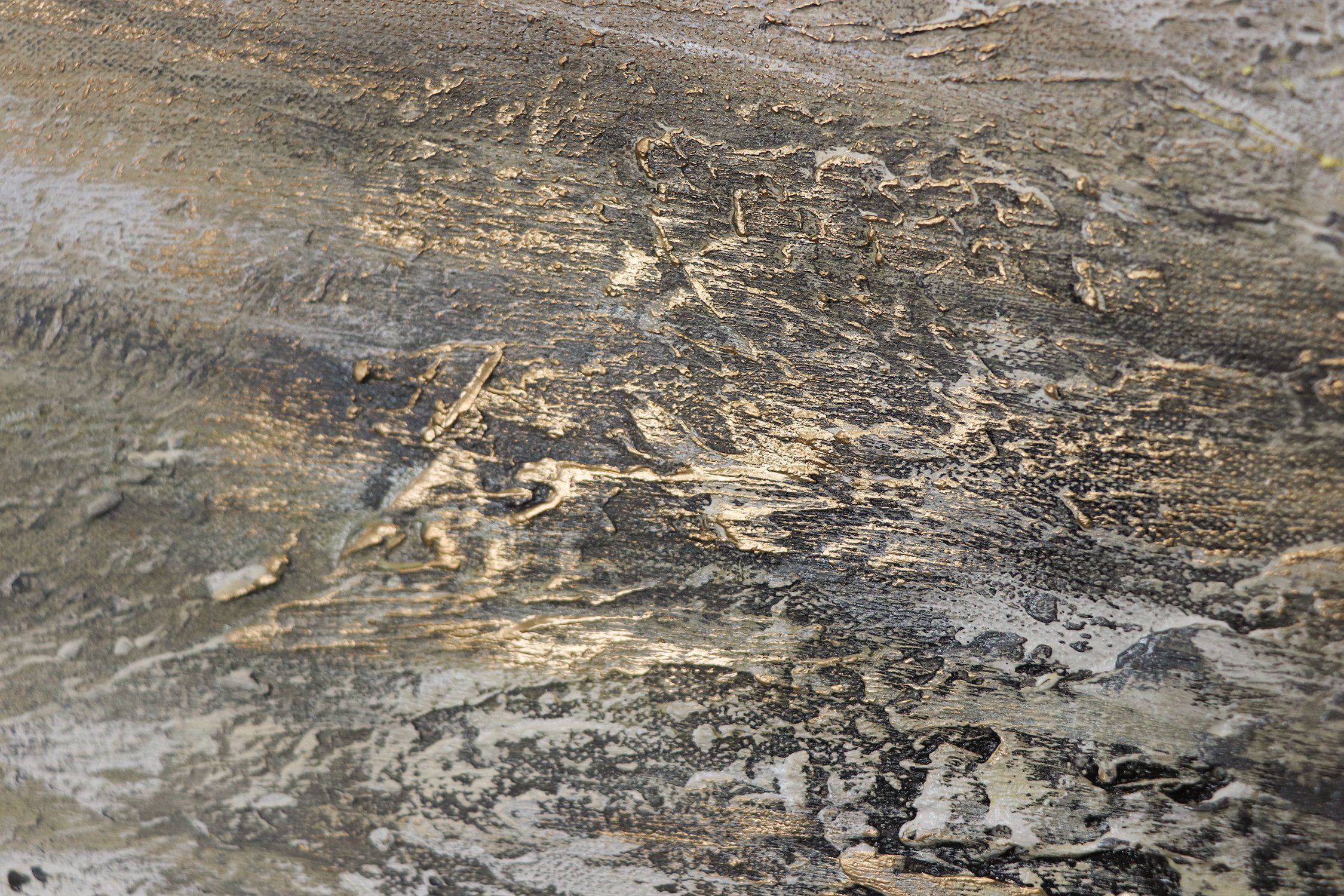 YS-Art Gemälde Kraft der Elemente, Abstrakte Bilder, Abstraktes Leinwand Bild Handgemalt Streifen Gold Braun Schwarz