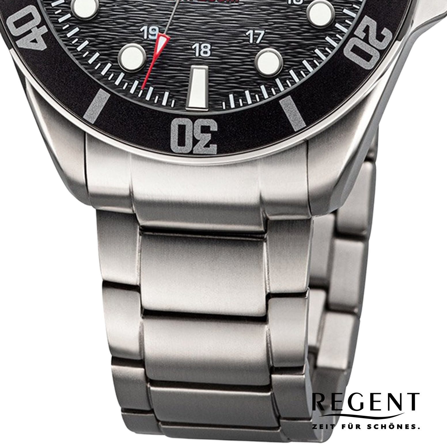 Regent Quarzuhr Regent Herrenuhr Titan-Armbanduhr Analog, (Analoguhr), Herrenuhr rund, groß (ca. 40mm) Metallarmband, Elegant-Style