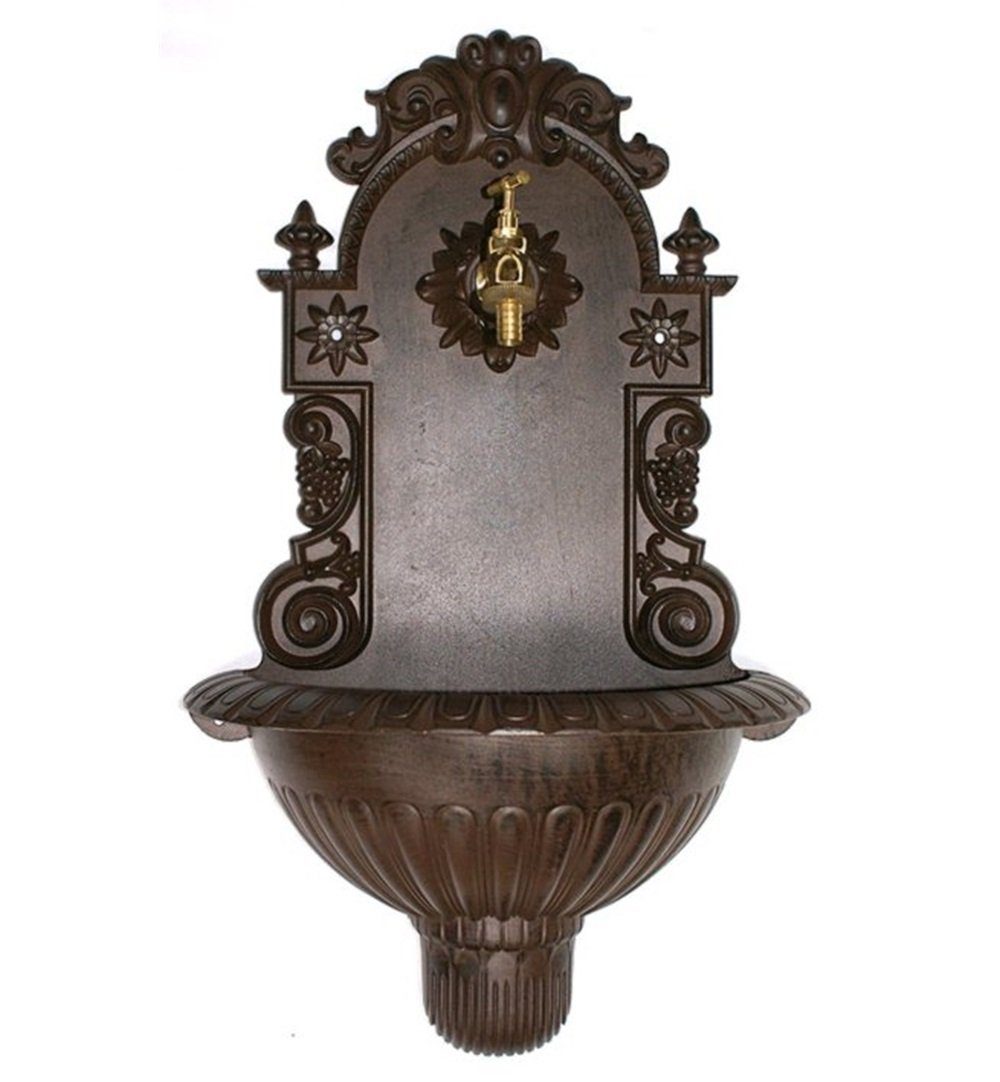 Linoows Gartenbrunnen Wandbrunnen Nostalgie Brunnen Garten Wasserbecken, Gartebrunnen 60 cm., Retro Wasserstelle mit Messing Hahn