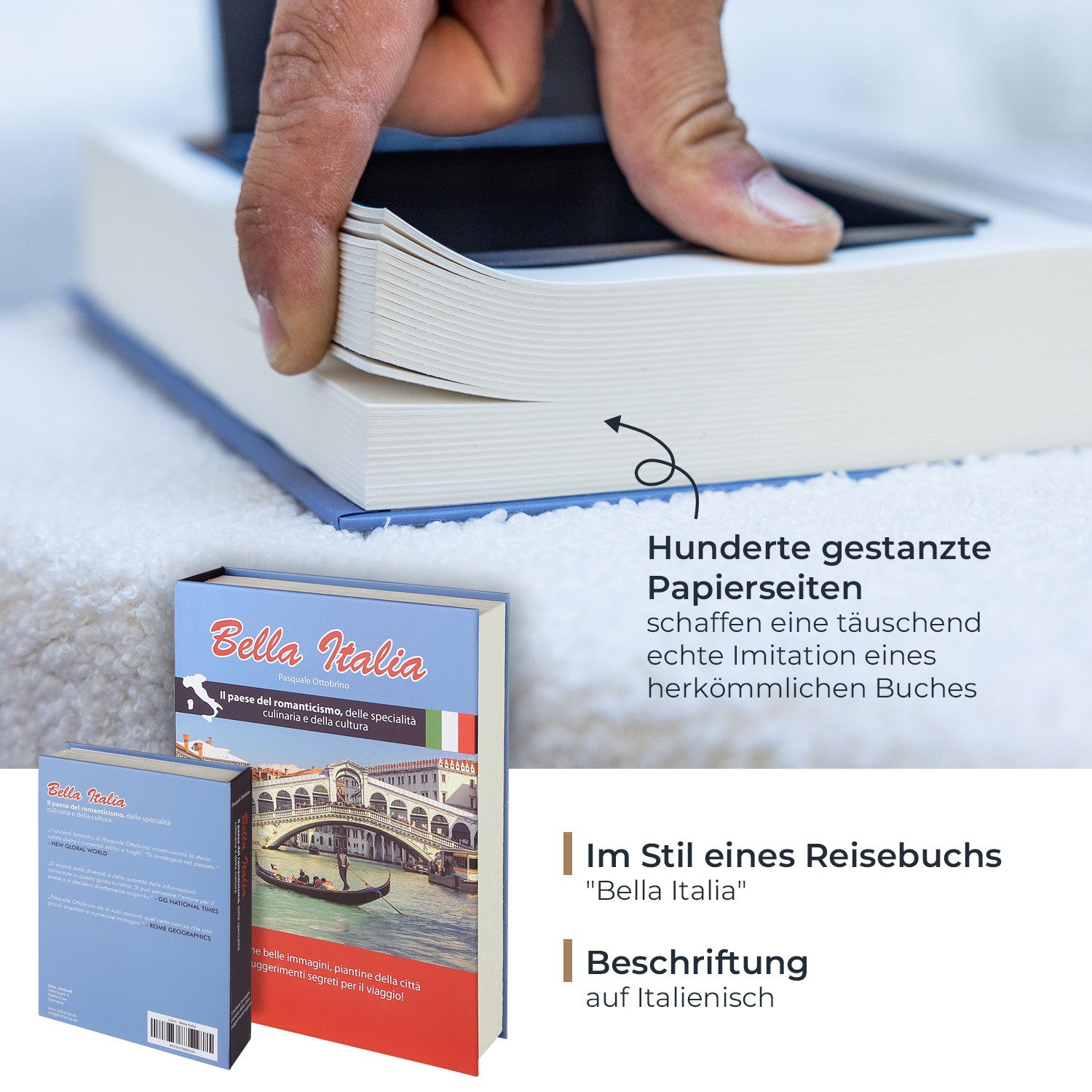 HMF Buchtresor getarnter Buchsafe für zuhause, innovatives Geheimversteck für Wertsachen, 23 x 15 x 4 cm