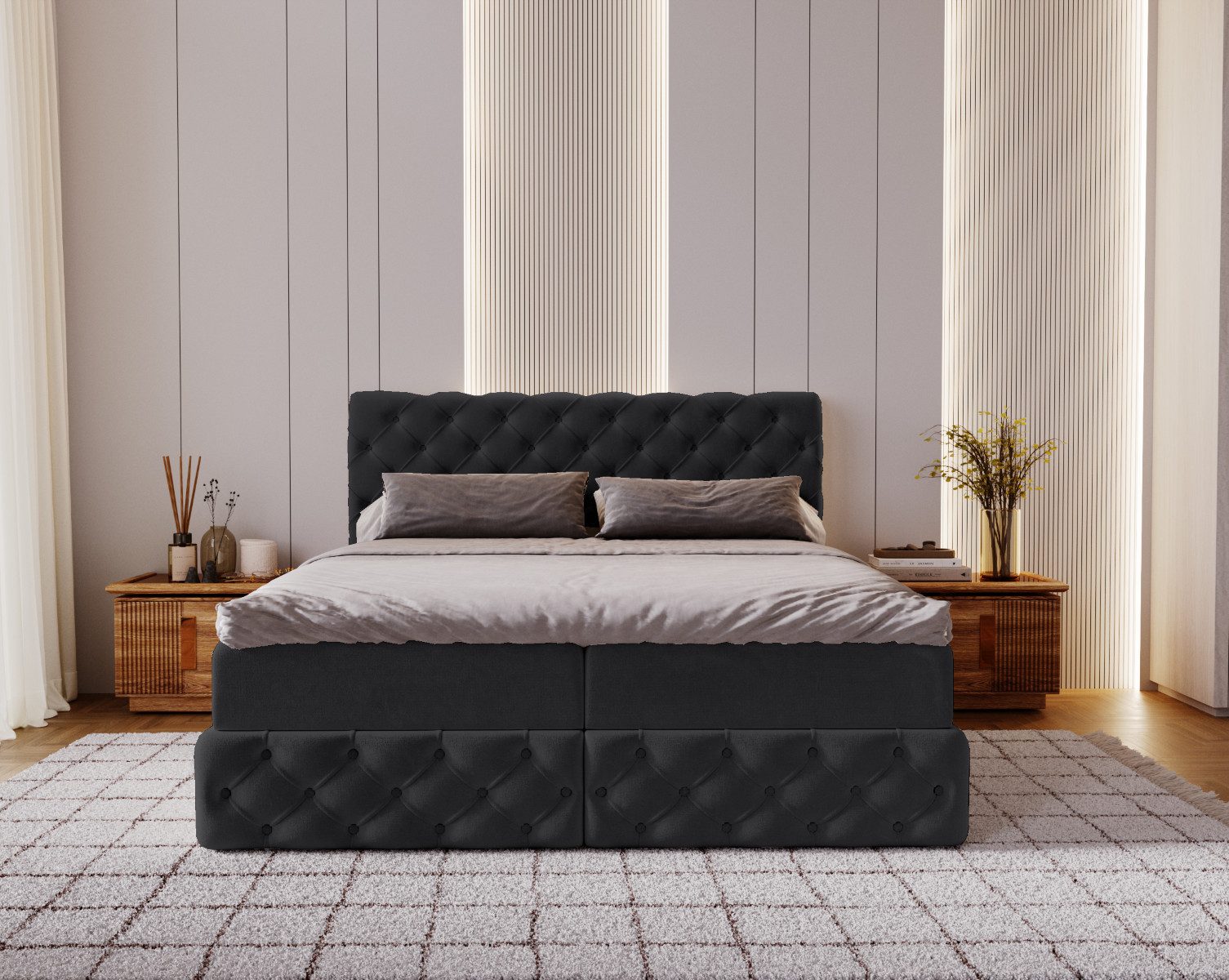 Kaiser Möbel Boxspringbett Chesterfield-Kontinentalbett Luxury Stoff günstig online kaufen