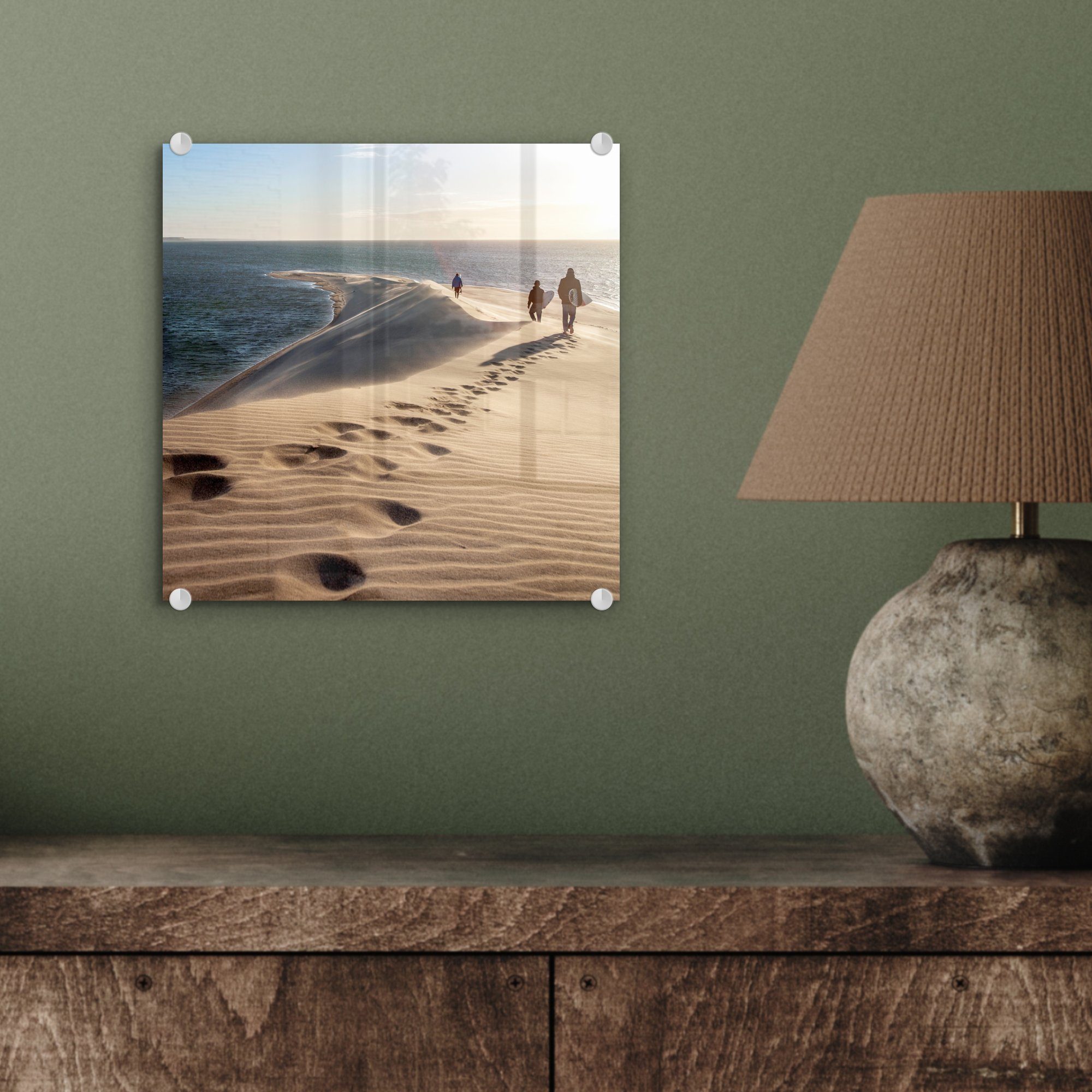 MuchoWow Acrylglasbild Sanddünen am auf Meer, - Glasbilder St), Glas auf (1 Wanddekoration Foto - Wandbild Glas Bilder 