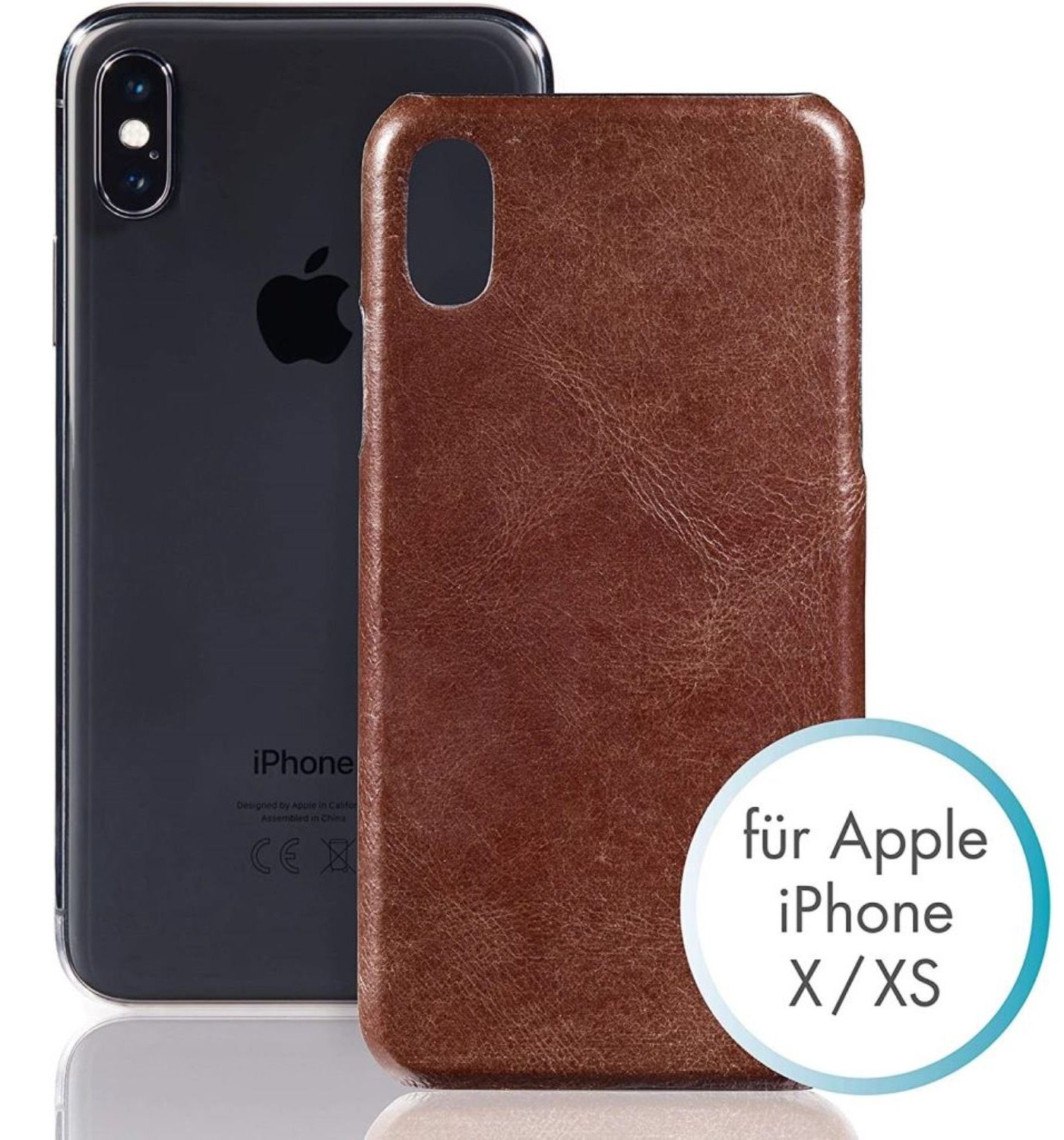 Pazzimo Handyhülle Cover Leder Hard-Case Schale Schutz-Hülle Tasche, passend für Apple iPhone X / Xs