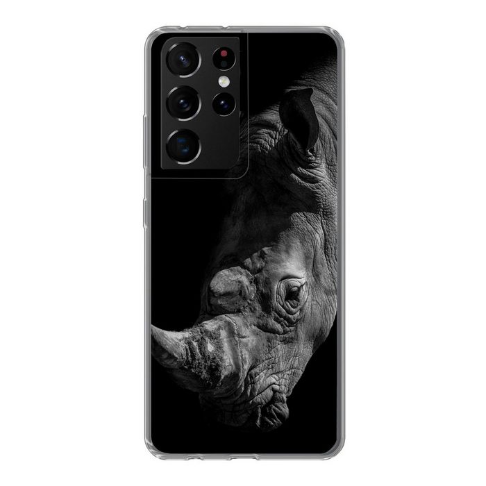 MuchoWow Handyhülle Nashorn - Wildtier - Porträt Phone Case Handyhülle Samsung Galaxy S21 Ultra Silikon Schutzhülle
