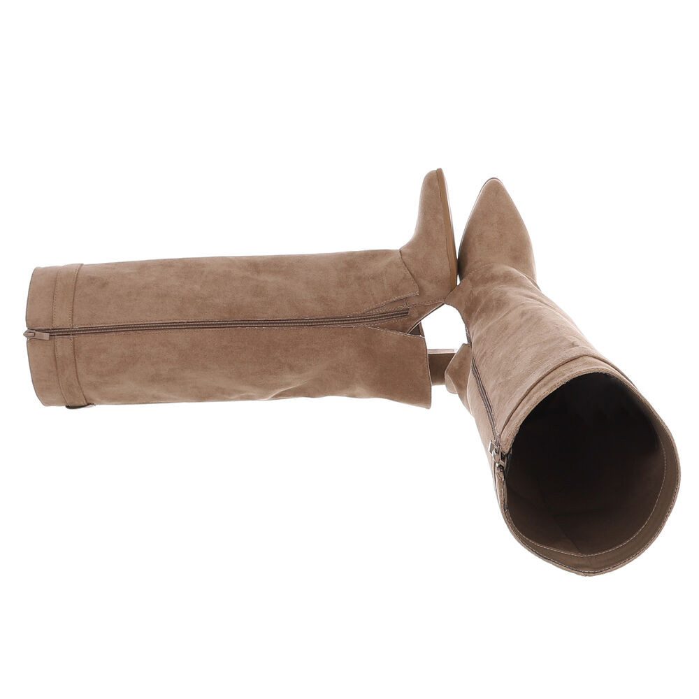 Ital-Design Elegante kniehohe Stiefelette mit Blockabsatz für Damen High-He günstig online kaufen