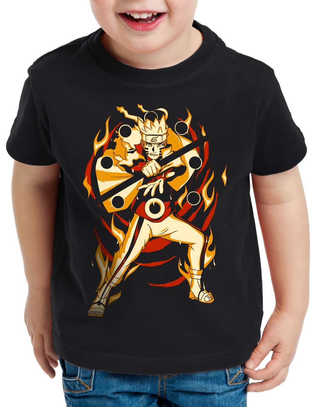 style3 Print-Shirt Kinder T-Shirt Kurama Modus uzumaki ninja anime manga