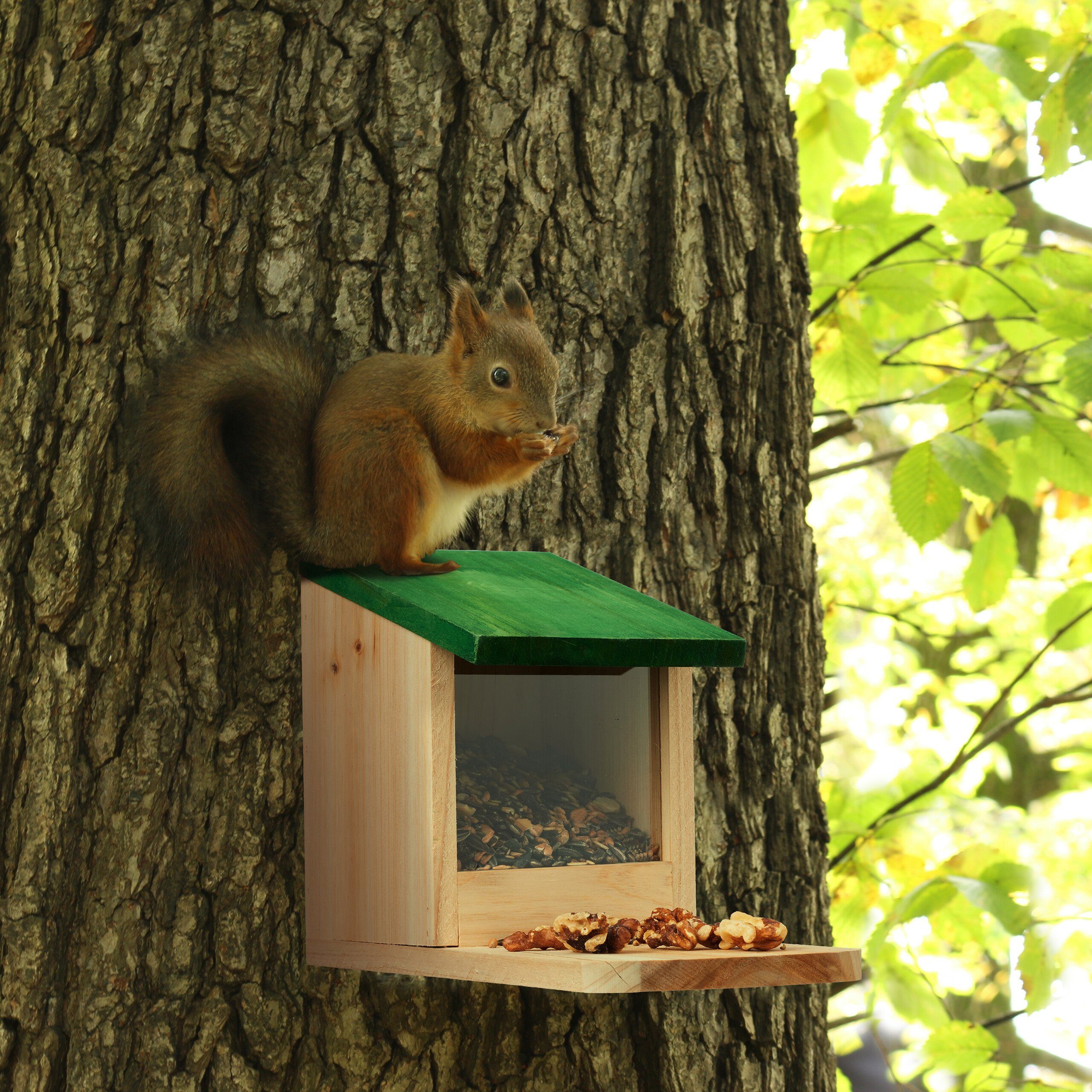 relaxdays Eichhörnchenkobel Eichhörnchen Futterhaus aus Holz