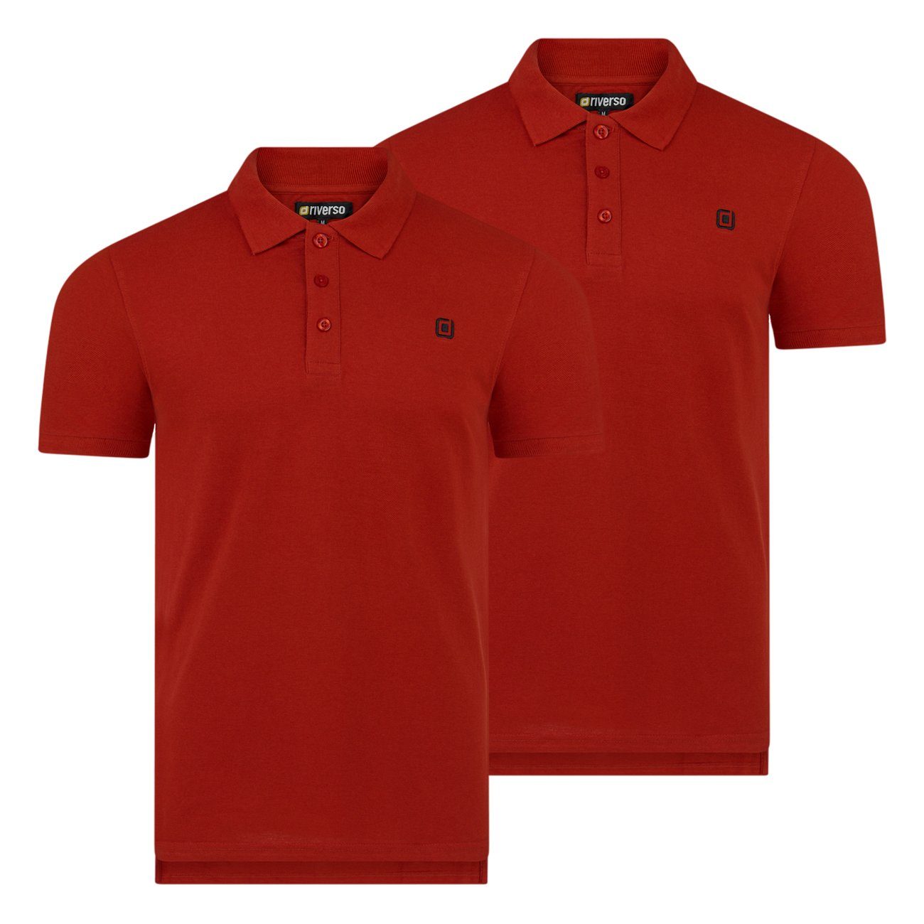 riverso Poloshirt Herren Polohemd RIVJohn Regular Fit (2-tlg) Basic Hemd aus 100% Baumwolle Rusty Ochre Red