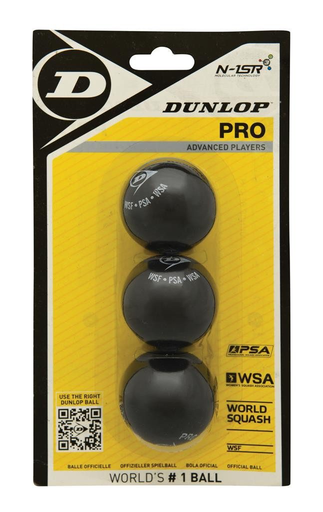 Squashball Pro (2 gelbe Punkte, Speed sehr langsam) schwarz Blisterverpackung