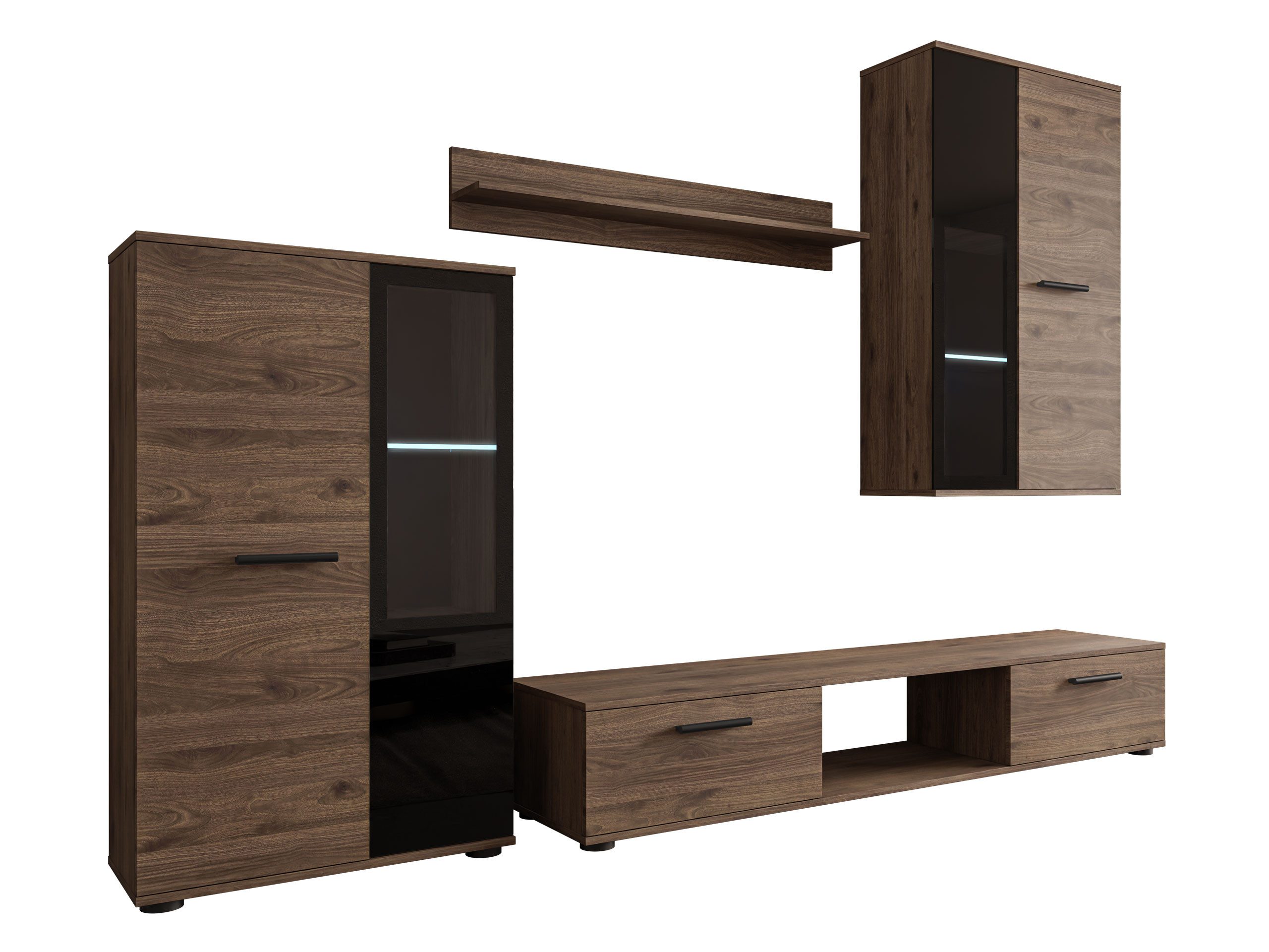 MIRJAN24 Wohnwand Salsa, (4er-Set, Hängevitrine, Wandregal, TV-Lowboard, Vi günstig online kaufen