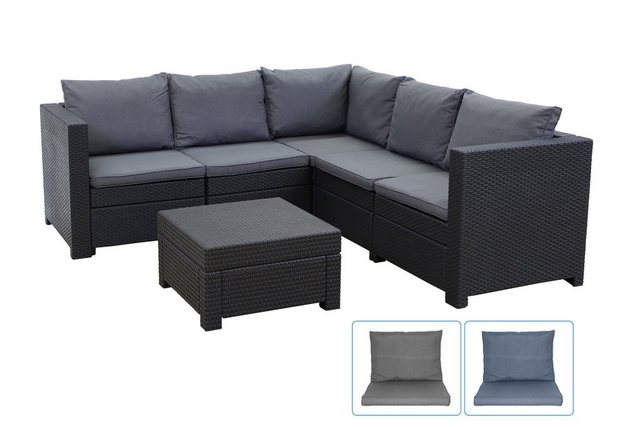Keter Loungeset Keter Provence Eck-Sofa, Premium Panama anthrazit mit Kissen und Tisch