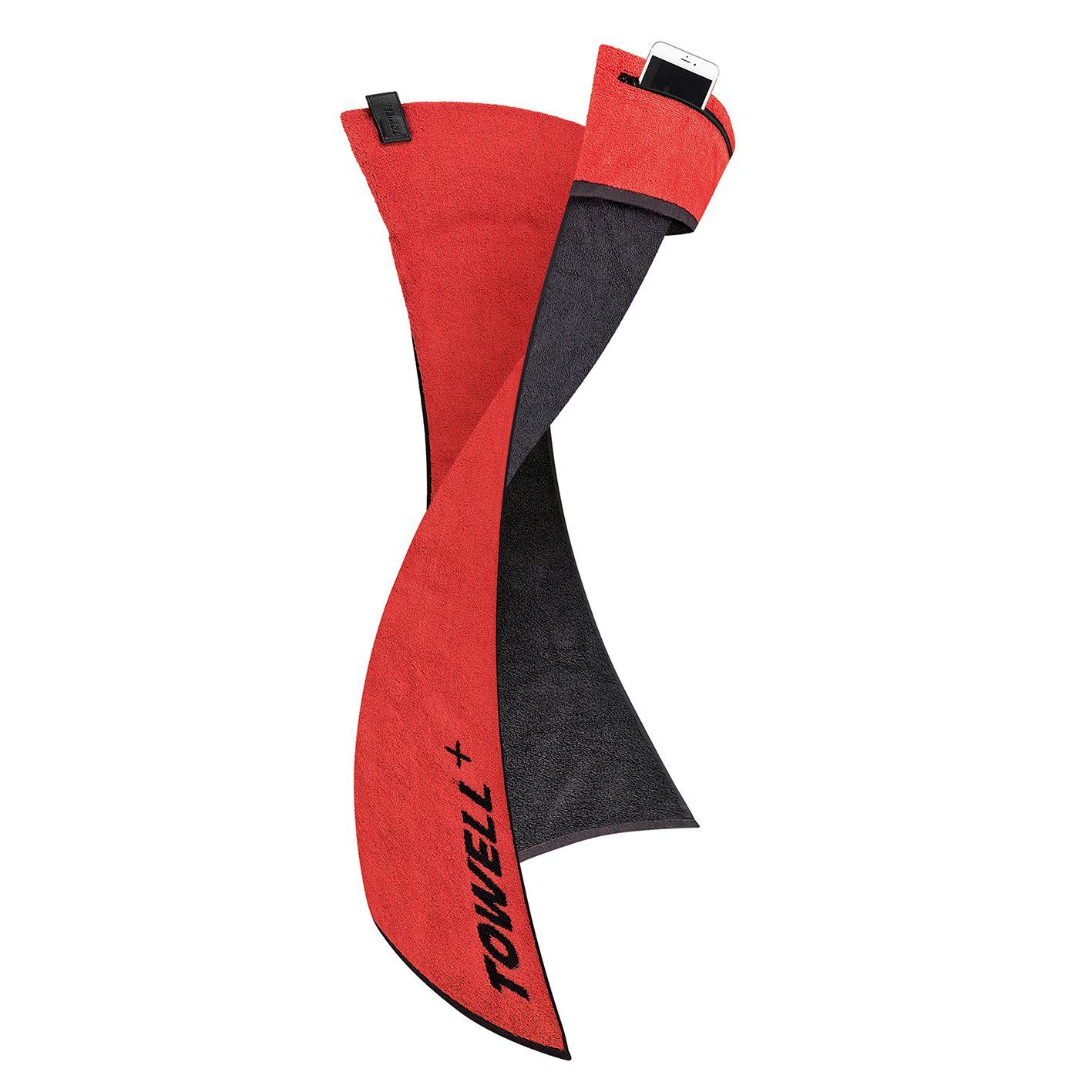 Stryve Sporthandtuch Sporthandtuch mit Tasche & Magnetclip, rot/schwarz, 100 x 50 cm, Bekannt aus Die Höhle der Löwen – Bild 4 von 5