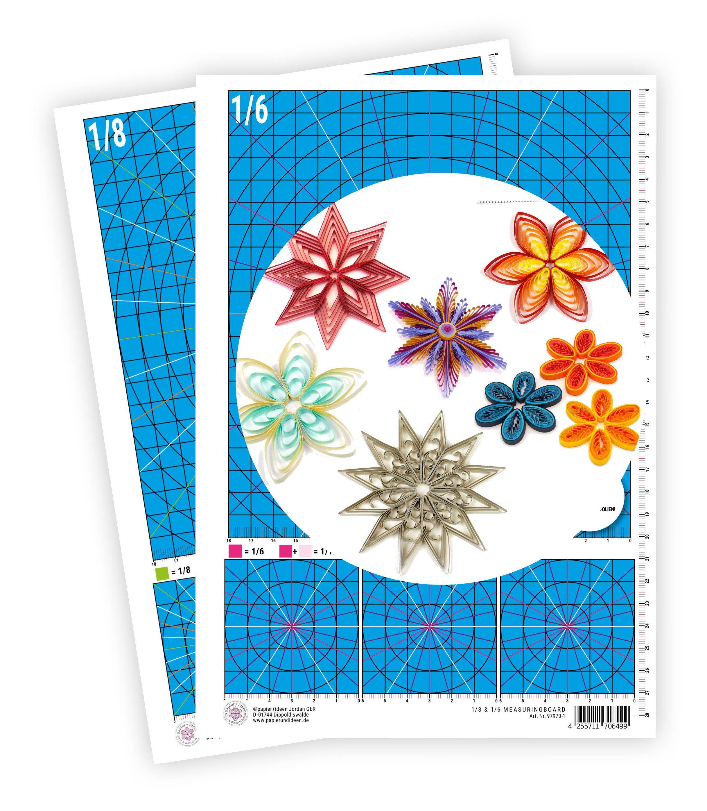 papier+ideen Papiersterne Quilling 1/6 und 1/8 Maßboard A4, A4