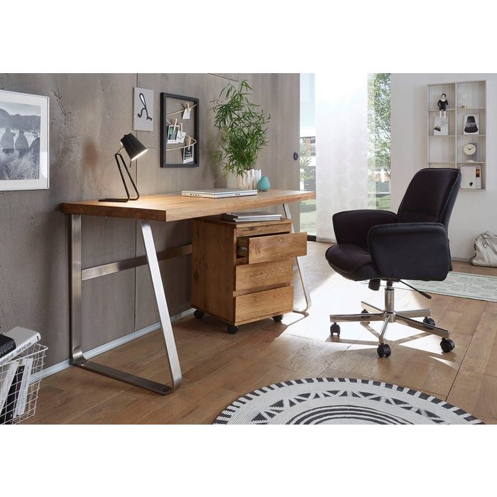 MCA furniture Schreibtisch Beno 140 cm Breite mit Gestell in Edelstahloptik
