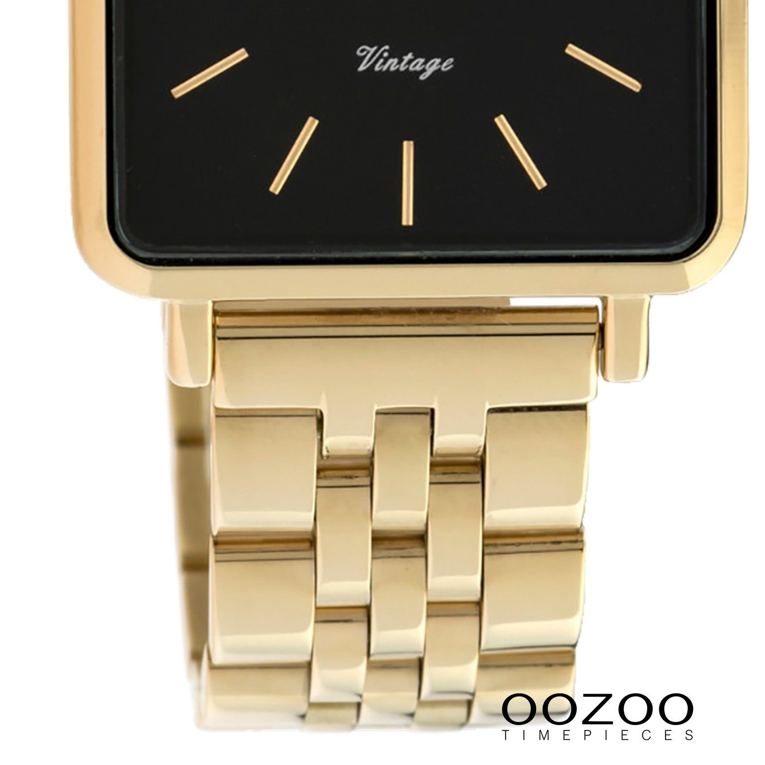 Armbanduhr Oozoo Quarzuhr 29mm) (ca. gold, Damenuhr OOZOO klein Damen Fashion-Style eckig, Edelstahlarmband,