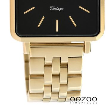 OOZOO Quarzuhr Oozoo Damen Armbanduhr gold, (Analoguhr), Damenuhr eckig, klein (ca. 29mm) Edelstahlarmband, Fashion-Style