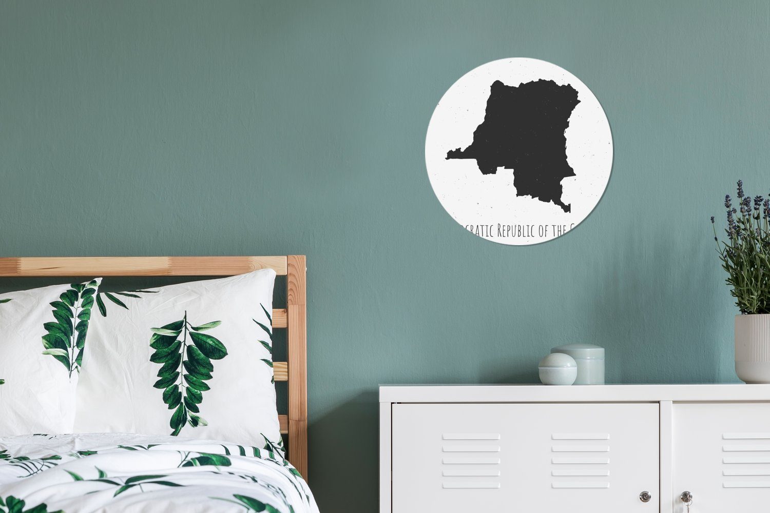 Rund, Kongo-Kinshasa Tapetenkreis MuchoWow Wohnzimmer St), auf für Tapetenaufkleber, Kinderzimmer, einem Wandsticker staubigen Illustration Hintergrund (1