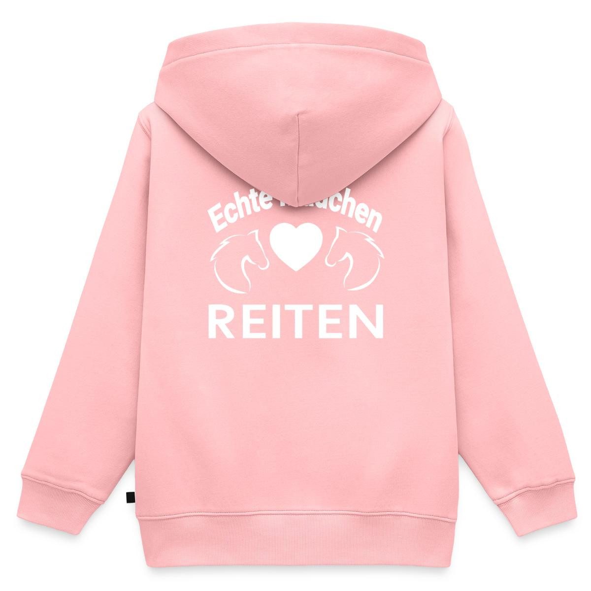Spreadshirt Sweatjacke Echte Mädchen Reiten Pferdeliebe Kinder Premium Organic Zip Hoodie (1-tlg)