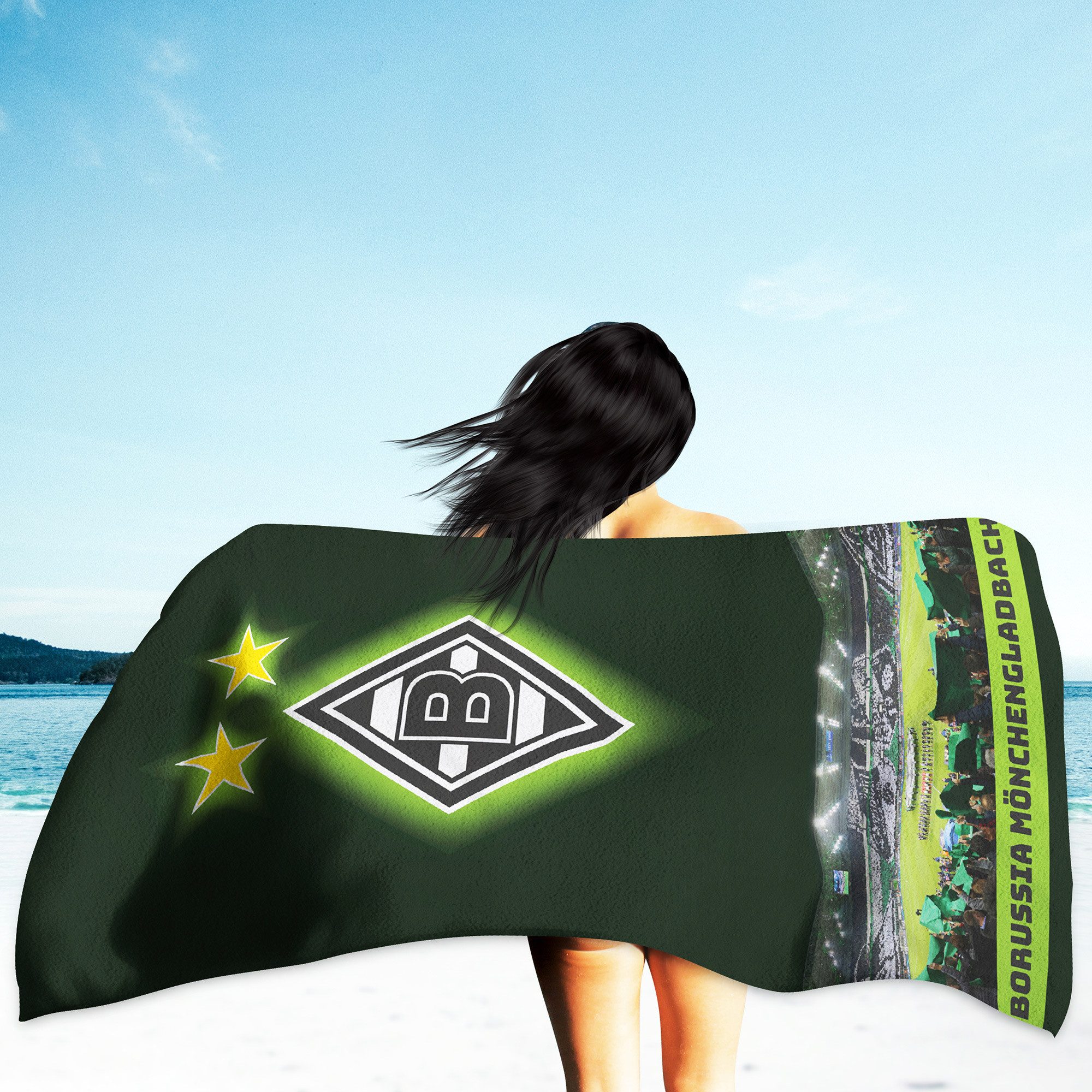 BERONAGE Strandtücher Borussia Mönchengladbach Badetuch Borussia Park 75x150 cm, 100% Baumwolle (1-St), Frottee in Velours-Qualität