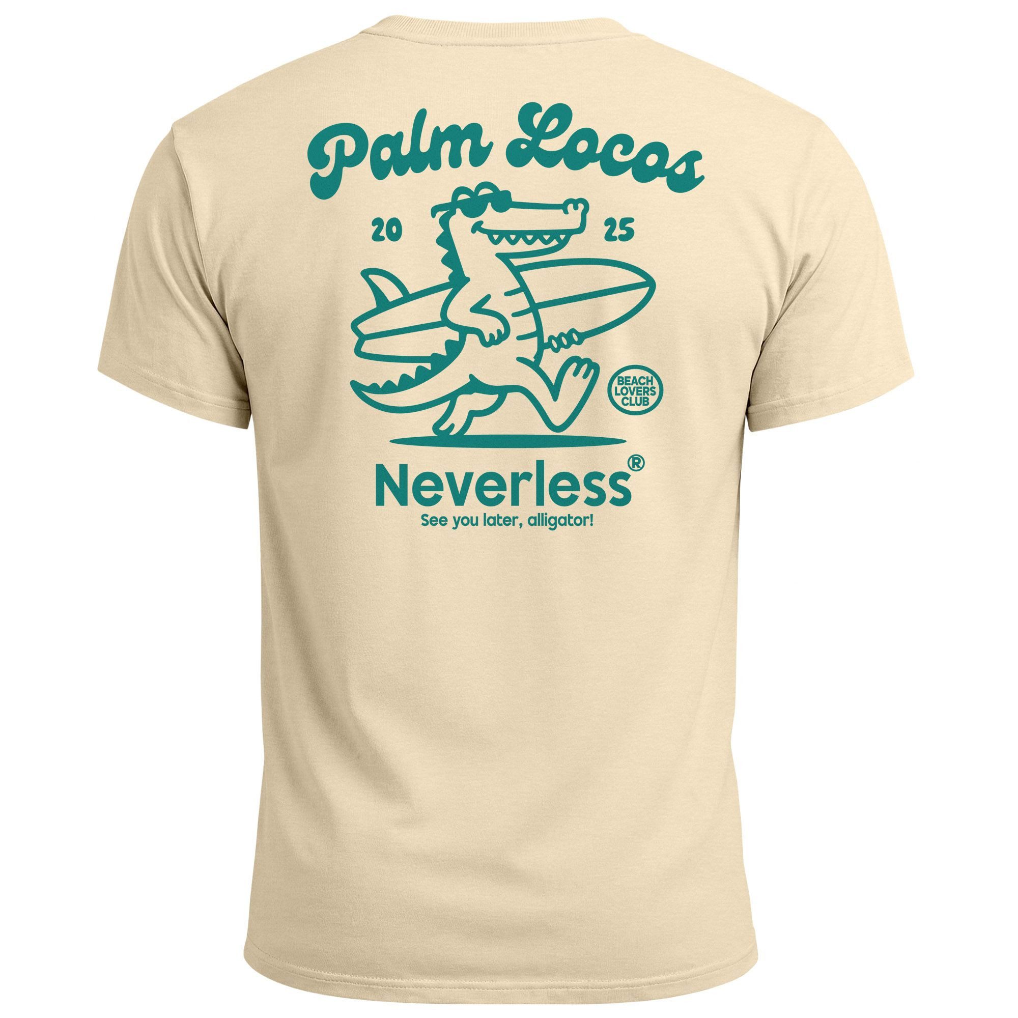 Neverless Print-Shirt Herren T-Shirt Aufschrift Palm Locos Lustiges Surfshirt Alligator mit Print