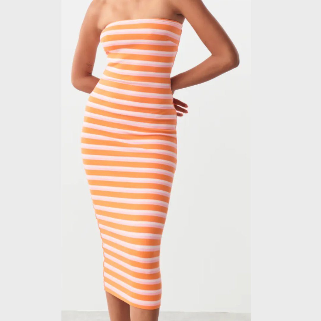 Orange (2516) stripe Gina Tricot Bandeaukleid