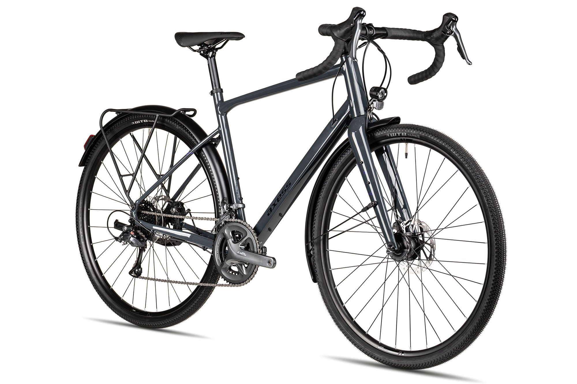 Axess Gravelbike CREED EQ, 16 Gang Shimano Claris RD-R2000-GS, 8-Speed Schaltwerk, Kettenschaltung, mechanische Scheibenbremse schwarz/grau