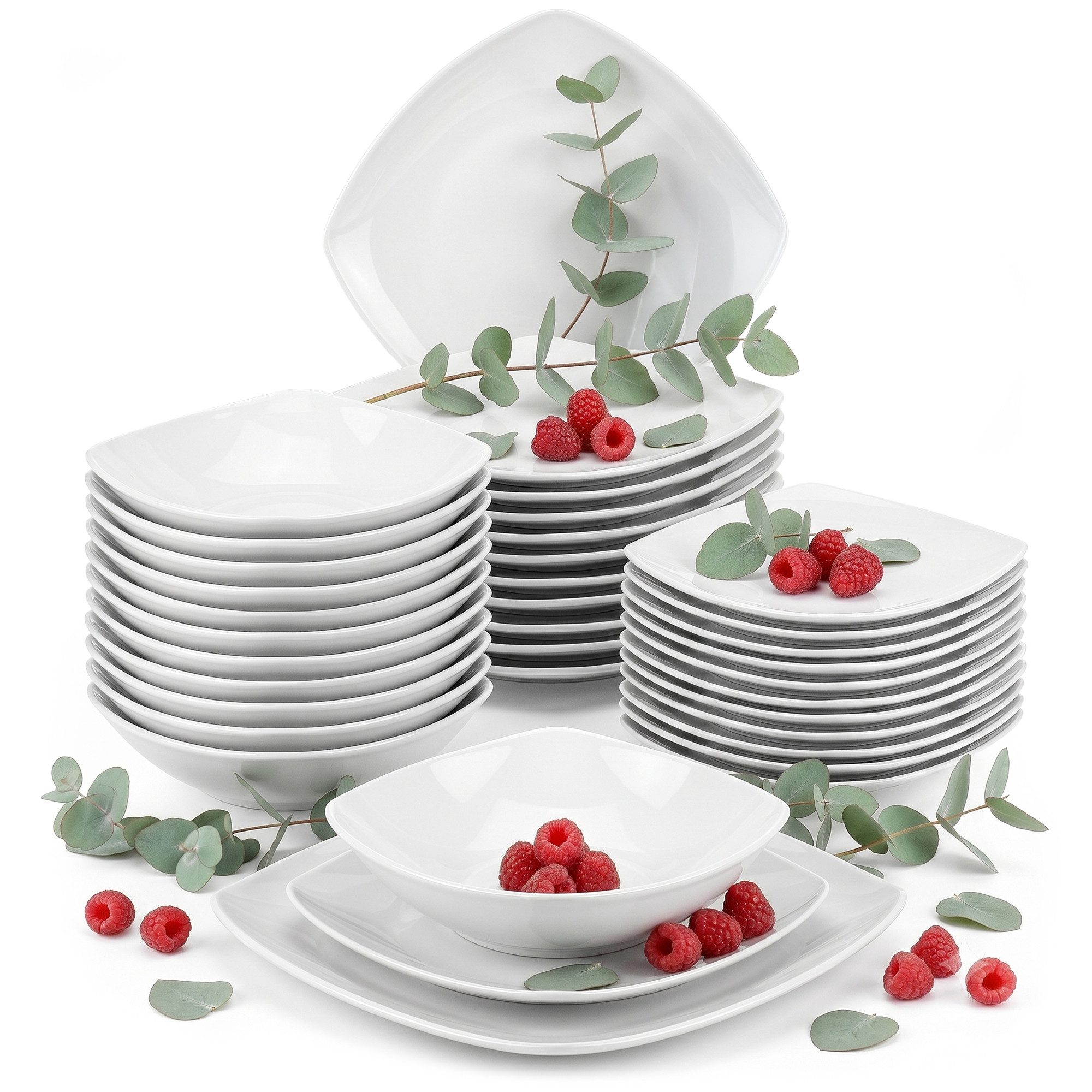 KONSIMO® Tafelservice CARLINA Dessertteller Suppenteller Speiseteller (36-tlg), 6 Personen, Porzellan – Bild 2 von 5