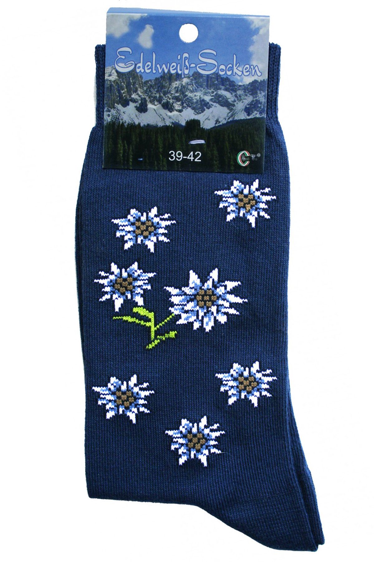 German Wear Trachtensocken GW215 Trachtensocken Edelweiß-Socken Blütenmuster Kurze socken