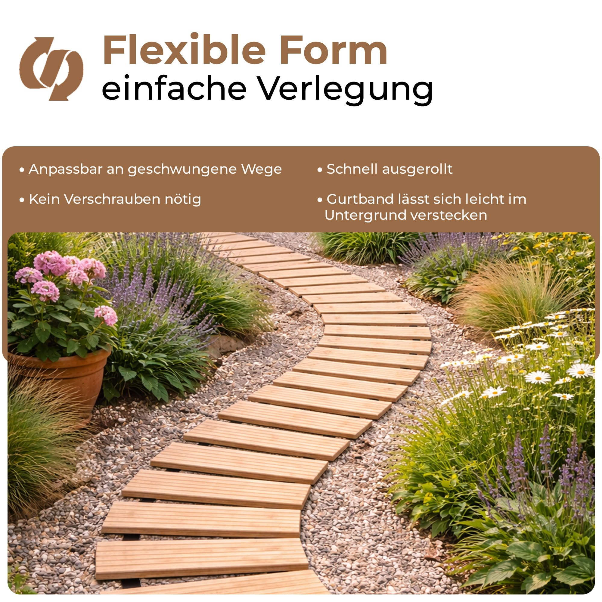 BooGardi Terrassendielen Rollweg aus Lärchenholz, BxL: je 30x250 cm, 1.600 mm Stärke, (1-St), Holzweg zum Ausrollen · Holztritt Gartenweg – Bild 4 von 5