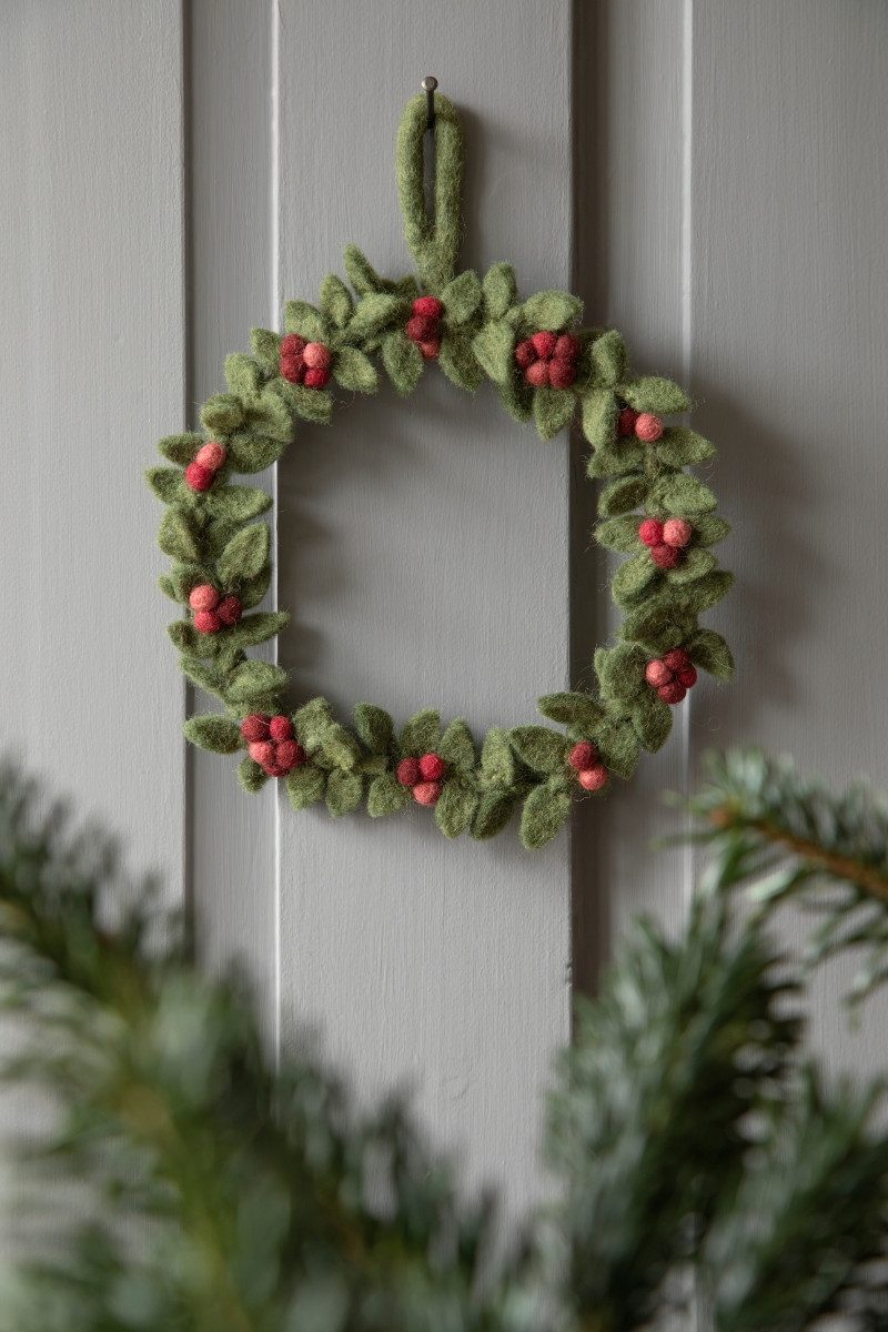 Gry & Sif Hängedekoration Weihnachtsdeko - FILZKRANZ - grün günstig online kaufen