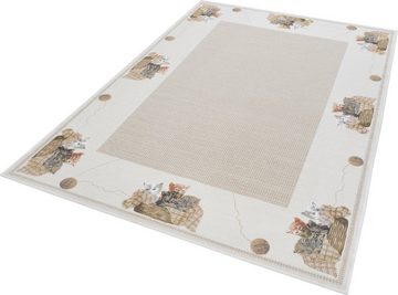 Teppich Flomi Kitten, THEKO, rechteckig, Höhe: 4 mm, mit Bordüre und niedlichem Katzenmotiv