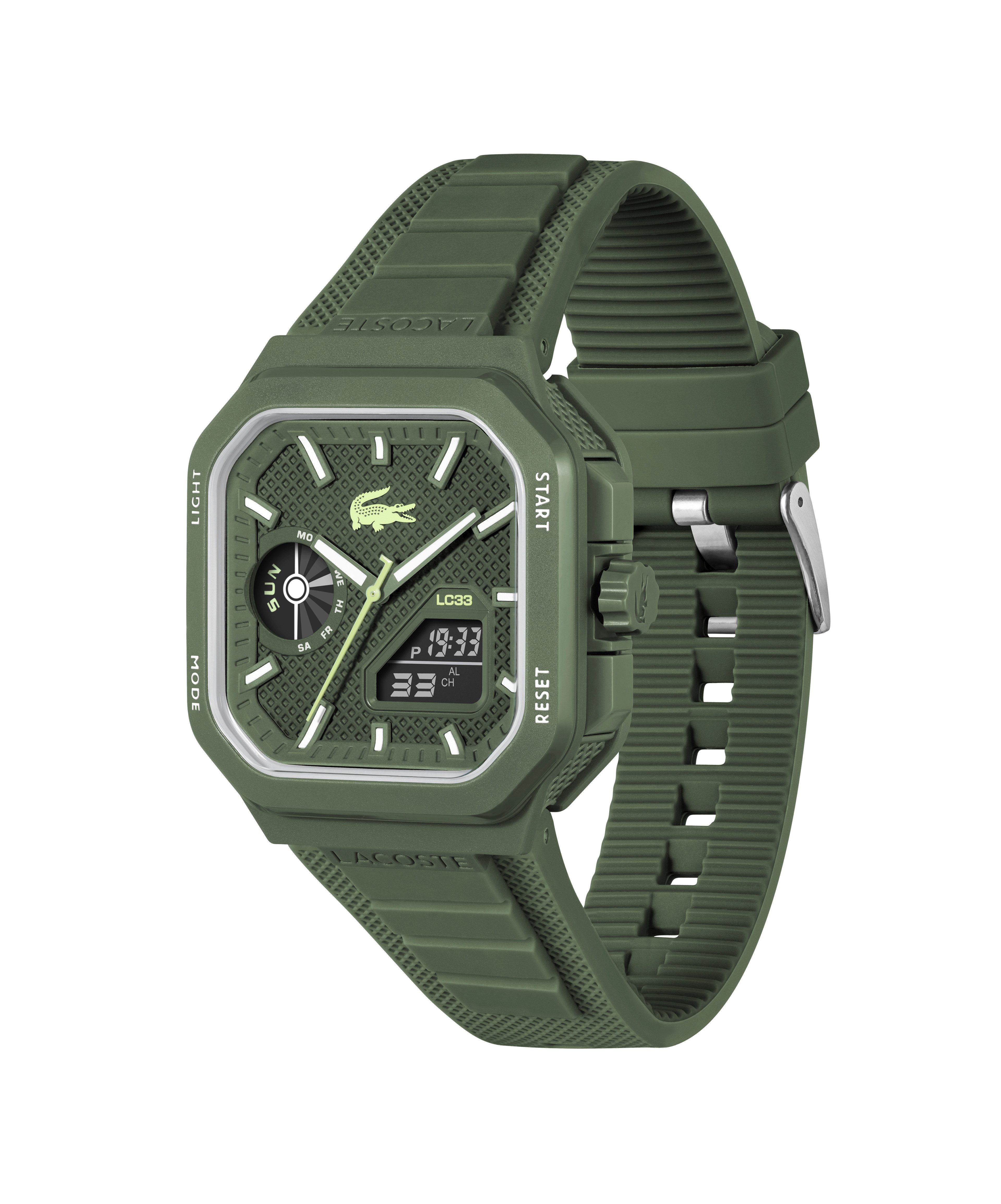 Lacoste Digitaluhr LC33 SQUARE 2011505, Quarzuhr, Armbanduhr, Herrenuhr, Silikonarmband, digital, analog