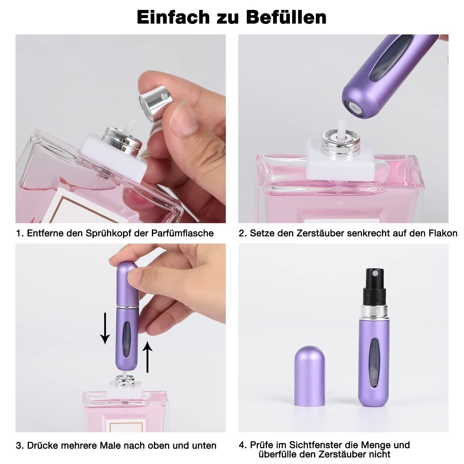 Malantis leer Mini für Sprayflasche glänzend Rosa (1 unterwegs (5ml) Nachfüllbare zum Parfümzerstäuber St), Nachfüllen