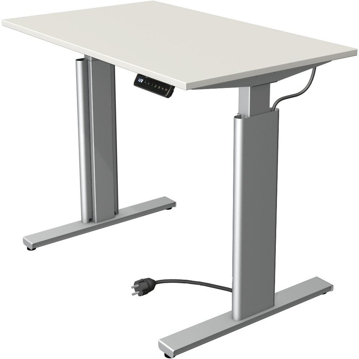 KERKMANN Schreibtisch Sitz-/Stehtisch Move 3 BxTxH 100x60x72-120cm silber/weiß