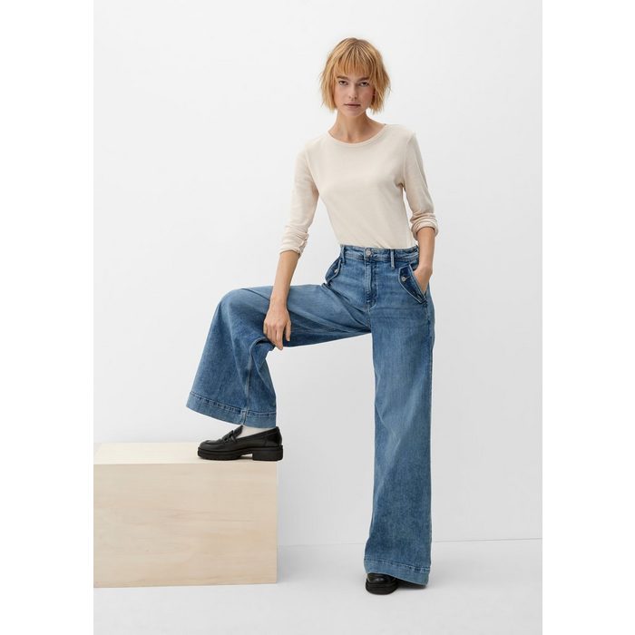 s.Oliver 5-Pocket-Jeans Regular: Denim mit weitem Bein Waschung