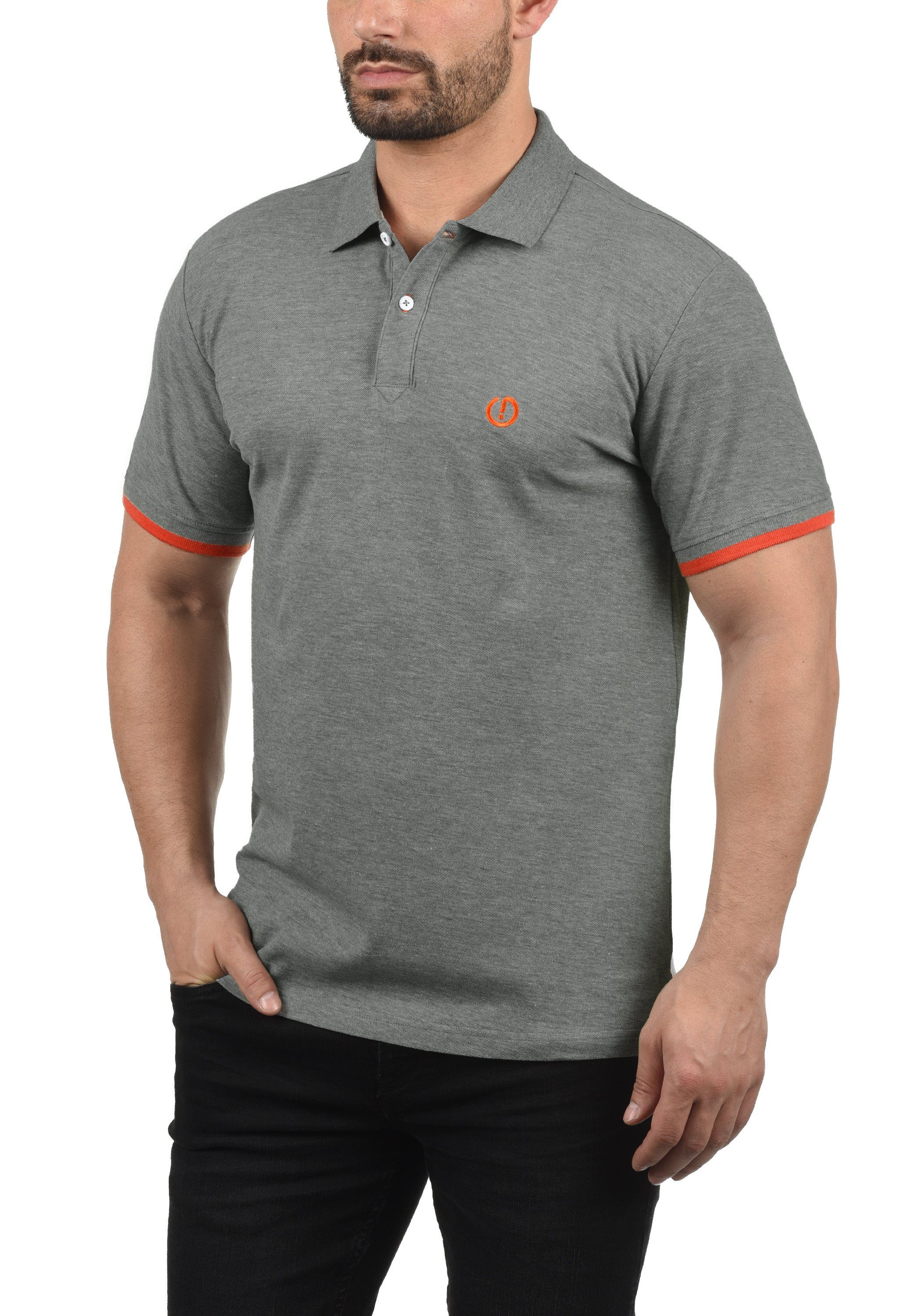 Solid Poloshirt verlängerter (8236) Polo Grey mit Melange Rückenpartie SDBenjaminPolo