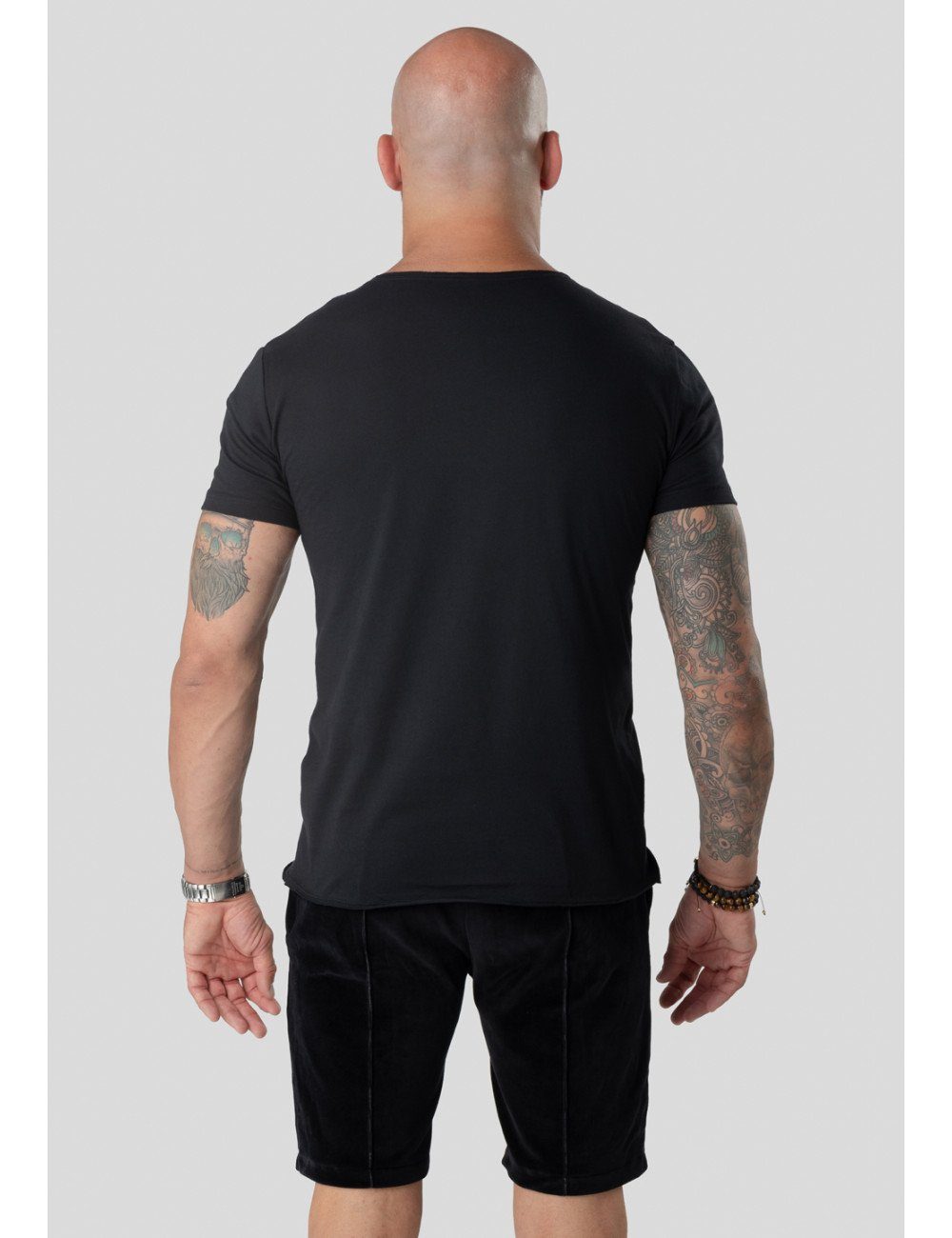 TRES AMIGOS T-Shirt Rundhalsshirt Logo Trendiges Schwarz mit
