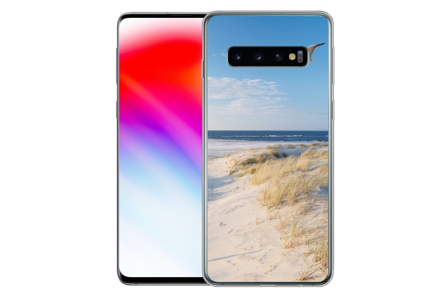 MuchoWow Handyhülle für Samsung Galaxy S10 Düne - Möwe - Strand - Meer - Sonne, Phone Case, Silikon, Schutzhülle Dünn