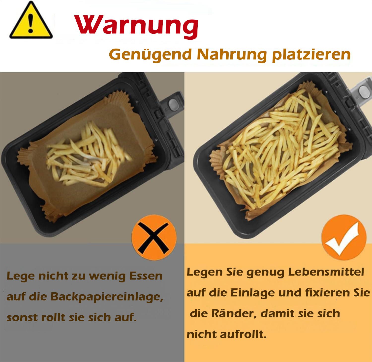 SURFOU Backpapier für Philips Airfryer 3000 NA350/00- Heißluftfritteuse Zubehör 120 St., Bpa-frei, Lebensmittelecht, hitzebeständig 232 °C, 5 cm hoher Rand – Bild 4 von 5