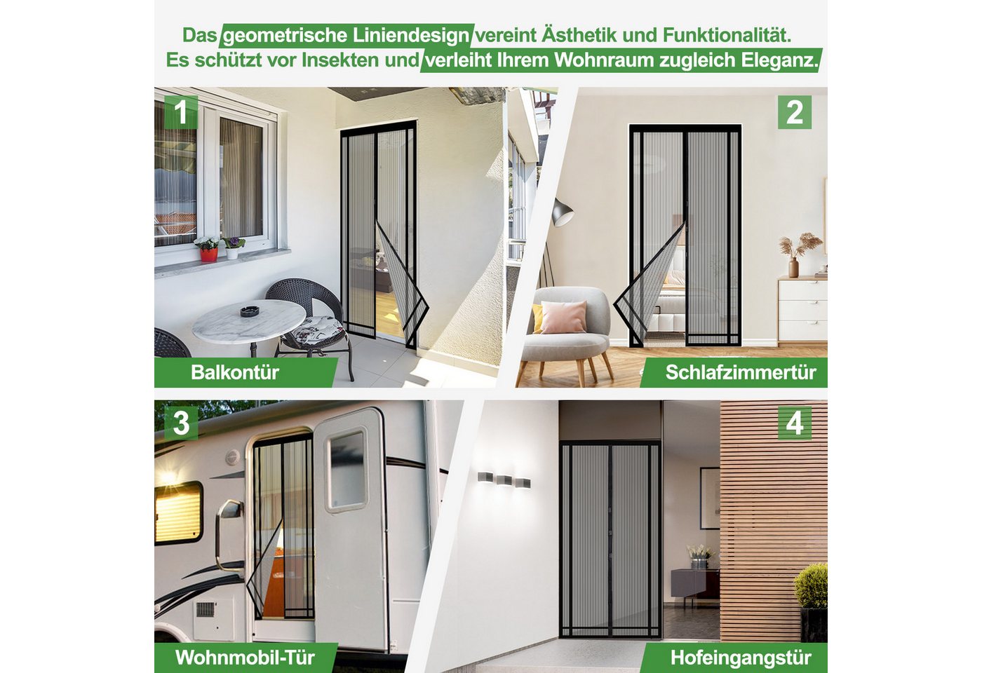 Thumbnail - Sekey Insektenschutz-Tür Magnetisches Insektenschutznetz für Türen, zuschneidbar, einfache Montage ohne Bohren, für Balk...